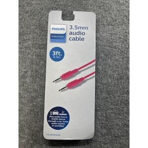 Philips Audio/Video 3.5mm Audio Cable - Pink - 3ft 0.9mm - NEW‎